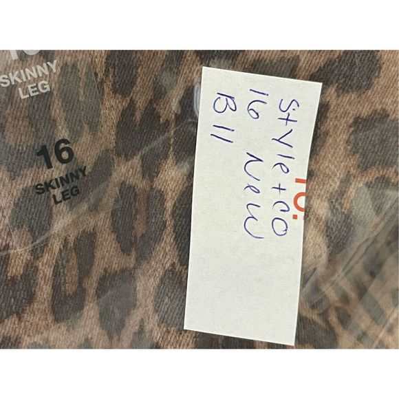 Style & Co Jeans Skinny‎ Leopard Women Size 16 Brown Black High Rise New - Picture 12 of 12